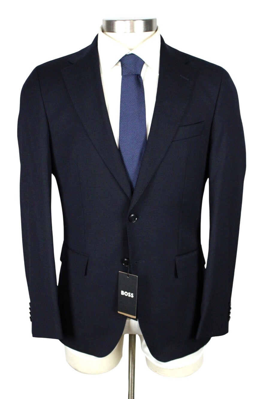 Hugo Boss Hutson Sport Coat 38 R Mens Regular Fit Dark Blue Stretch Wool Blazer